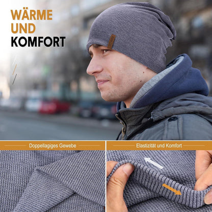 Damen Slouch Beanie Mütze – Hellblau, Weich & Bequem