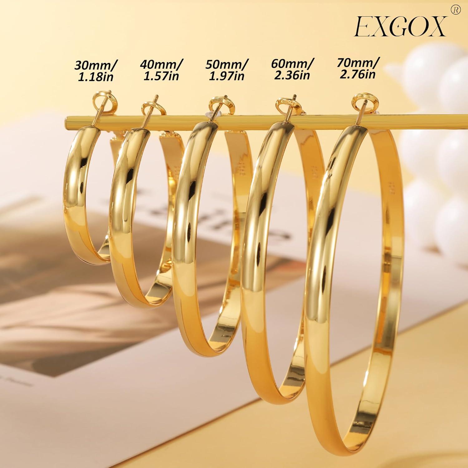Creolen Silber 925 Damen Groß 14K Vergoldete Ohrringe Gold 30/40/50/60/70mm