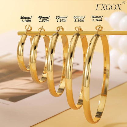 Vergoldete Silber Creolen 925 Hypoallergene Ohrringe Gold 50mm