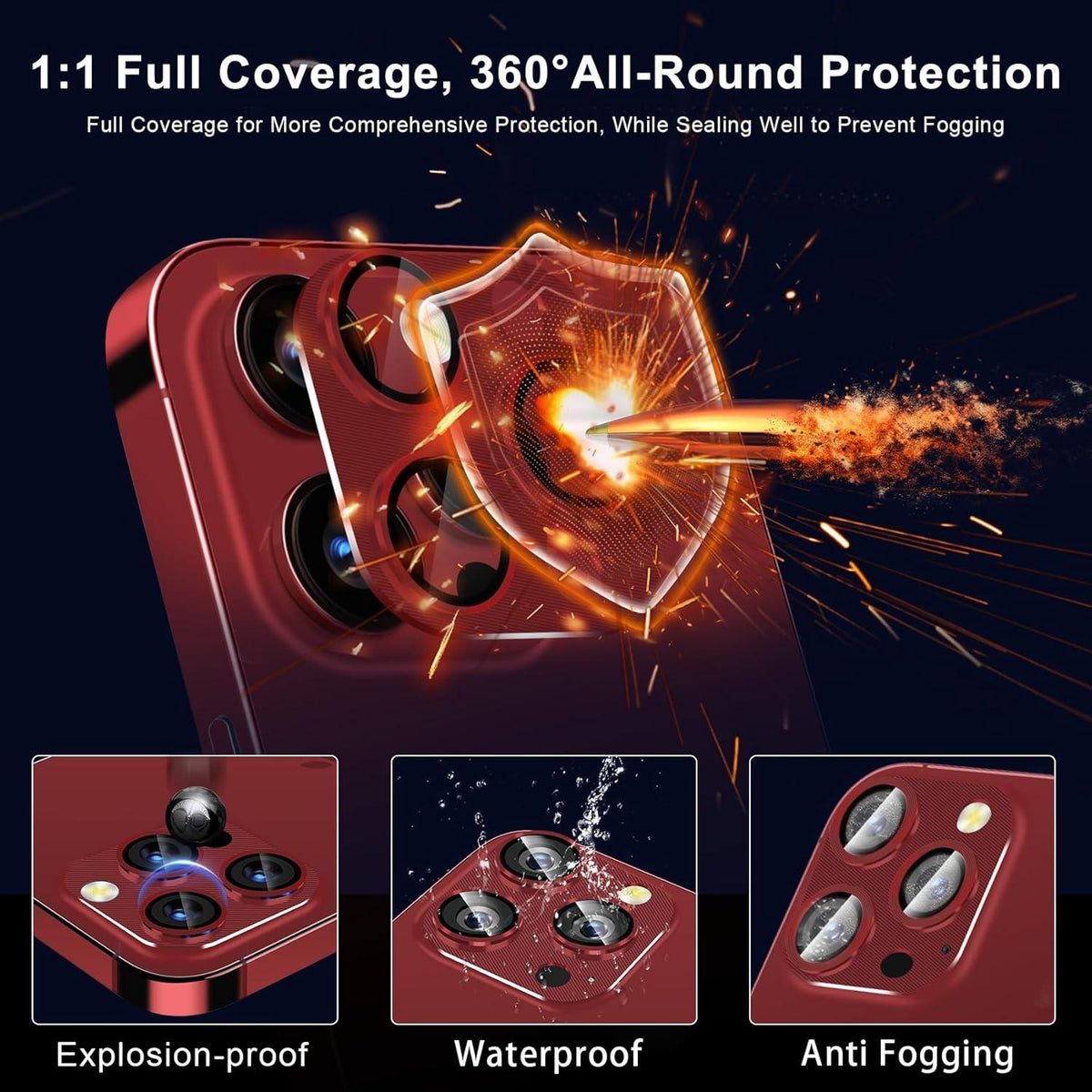 Kameraschutz iPhone 15 Pro Max & 15 Pro Burgunderrot 3er Pack