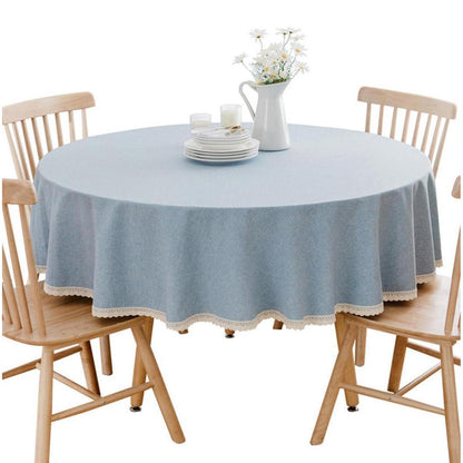 Runde Baumwollleinen Tischdecke 280cm Hellblau