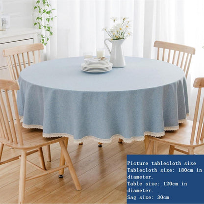 Runde Baumwollleinen Tischdecke Hellblau 140 cm