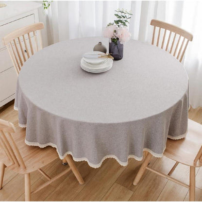 Runde Baumwollleinen Tischdecke Ø 260 cm – Hellgrau