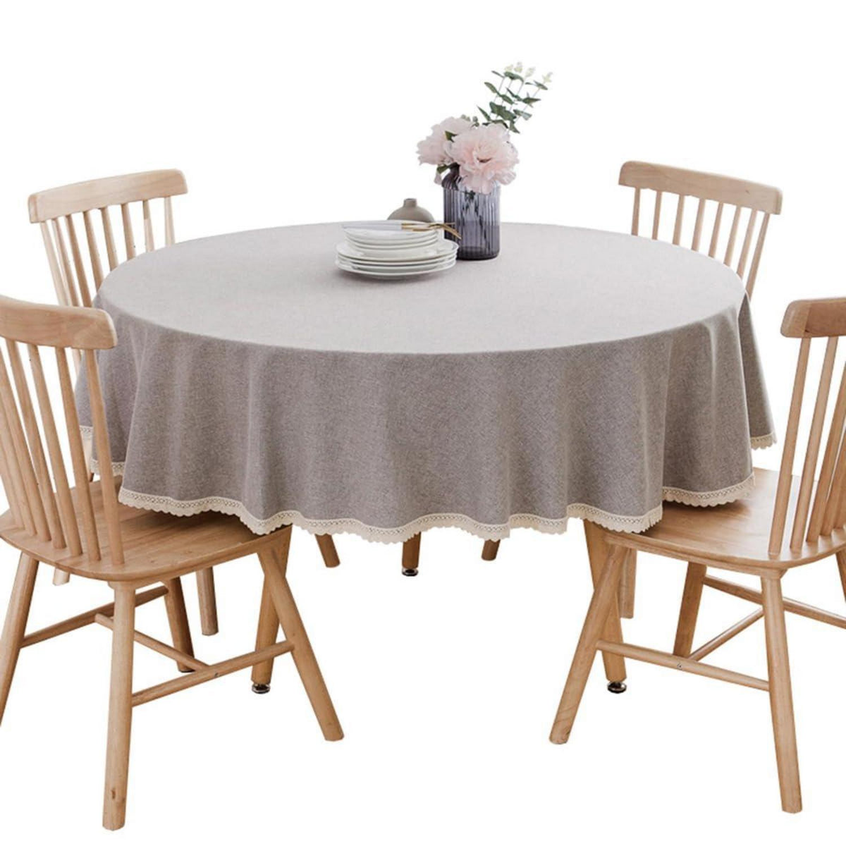 Runde Baumwollleinen Tischdecke 280 cm – Hellgrau