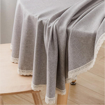 Runde Baumwollleinen Tischdecke 240 cm Hellgrau