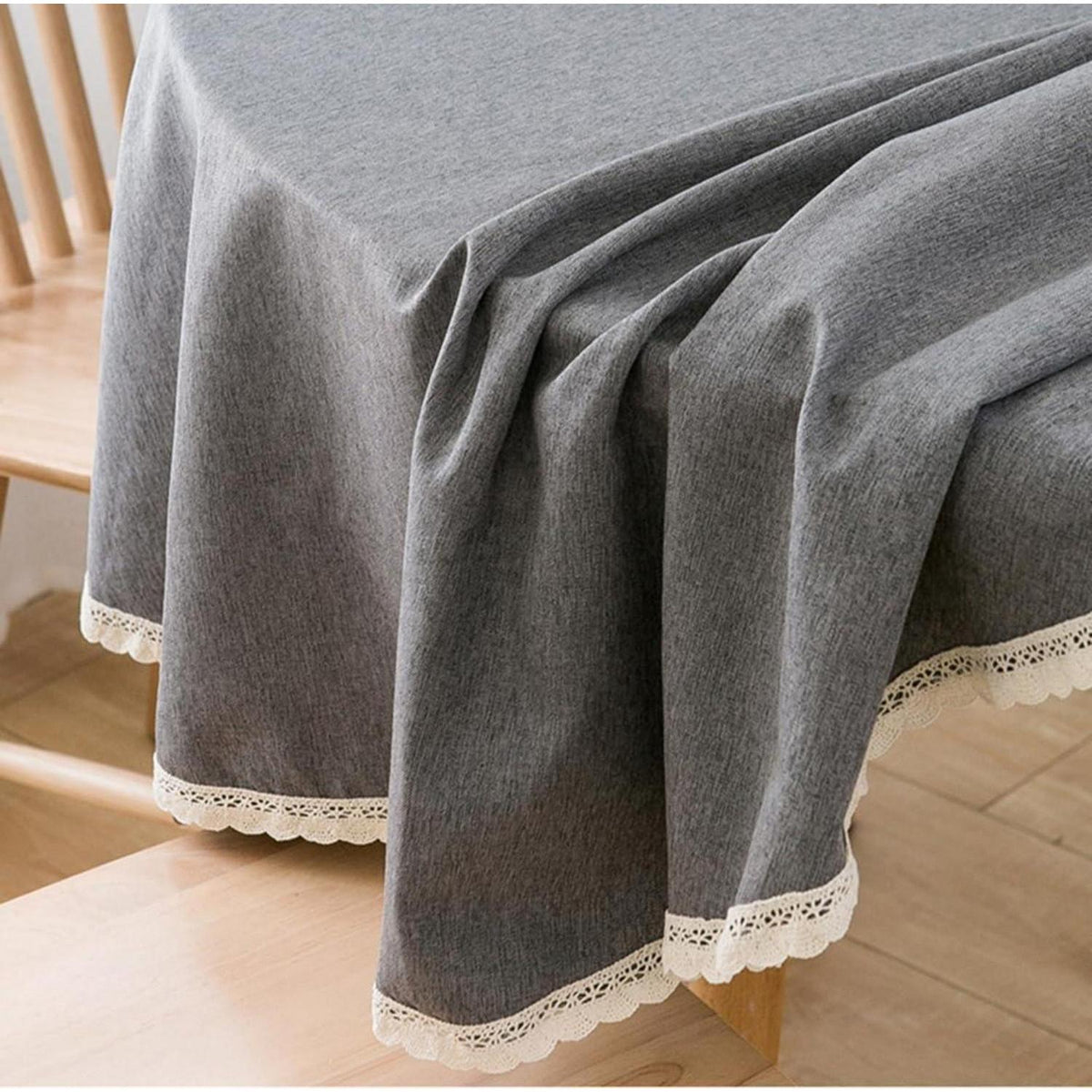 Runde Baumwollleinen Tischdecke 260 cm – Dunkelgrau