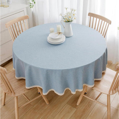 Runde Baumwollleinen Tischdecke 260 cm Hellblau