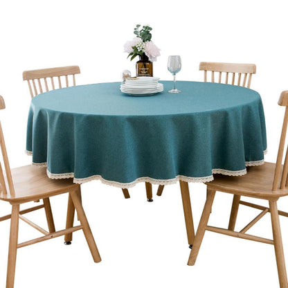 Runde Baumwollleinen Tischdecke Pfauenblau 280 cm