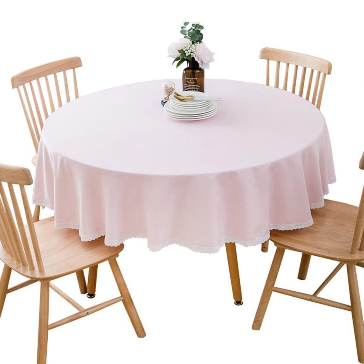 Runde Baumwollleinen Tischdecke Rosa 280 cm – Schutz & Stil