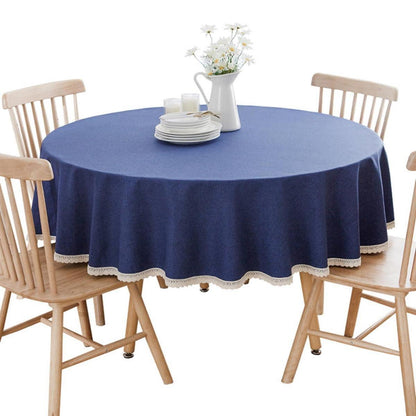 Runde Baumwollleinen Tischdecke Dunkelblau 240 cm