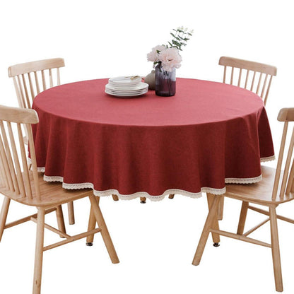 Runde Baumwollleinen Tischdecke 260 cm – Rot