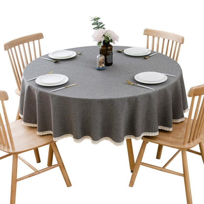 Runde Baumwollleinen Tischdecke 240 cm Dunkelgrau