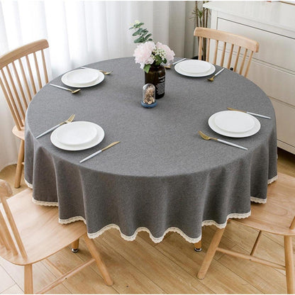 Runde Baumwollleinen Tischdecke 280cm Dunkelgrau