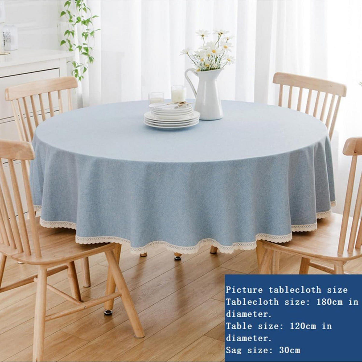Runde Baumwollleinen Tischdecke 280cm Dunkelgrau