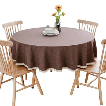 Runde Baumwollleinen Tischdecke Dunkelbraun 260 cm