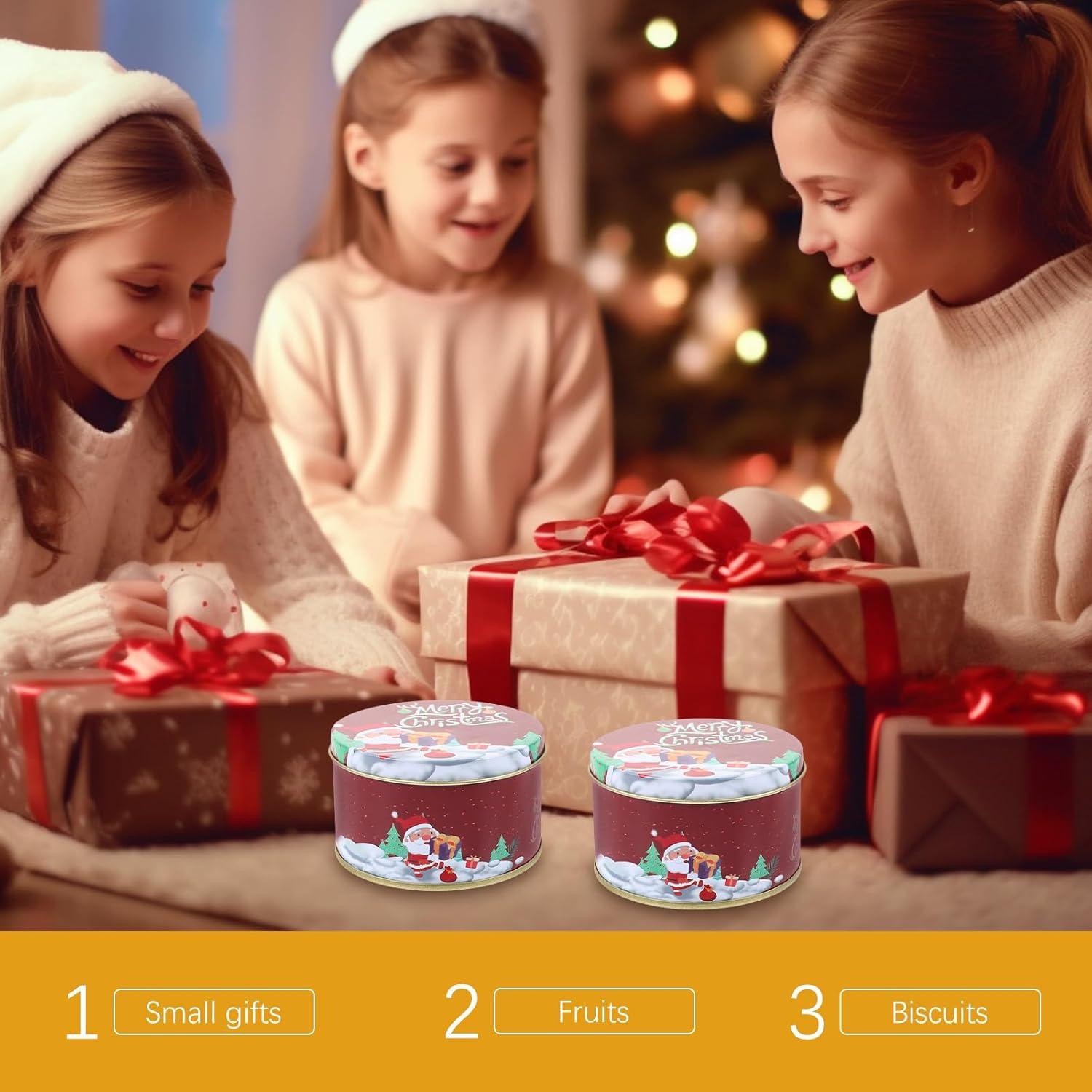 24 Mini-Weihnachtskeksdosen mit Deckel für