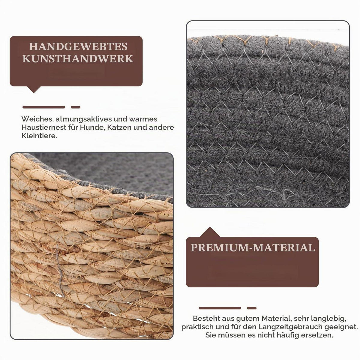 Rundes Haustierbett aus Weidenkorb – Atmungsaktiv & Komfortabel