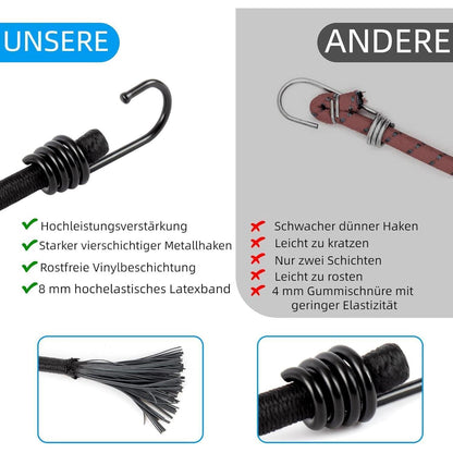 Spanngummis mit Haken – 10er Set, 100 cm, Robust & Vielseitig