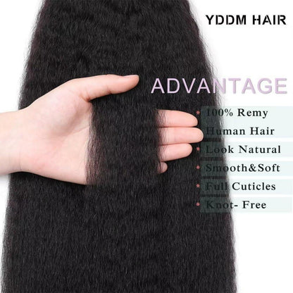 Echthaar Tape Extensions Schwarz Kinky Straight 26 Zoll 100g