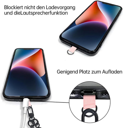Handykette Nylon Universal Umhängen Outdoor Smartphone sicher Roségold