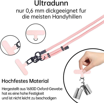 Handykette Universal Nylon Kordel Outdoor Smartphone Umhängen roségold