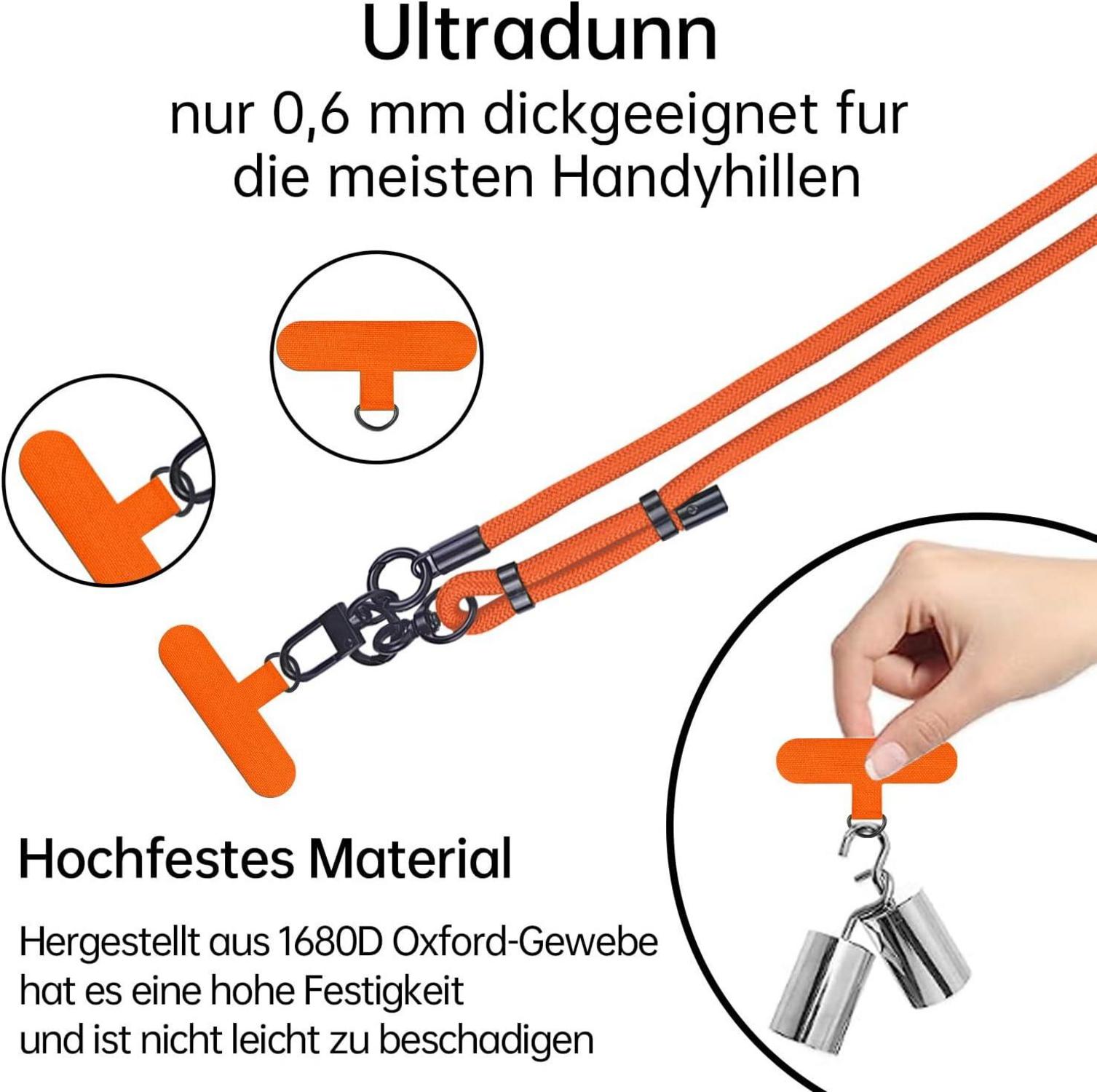 Handykette Umhängen Nylon Universal Kette für Handy Outdoor Orange