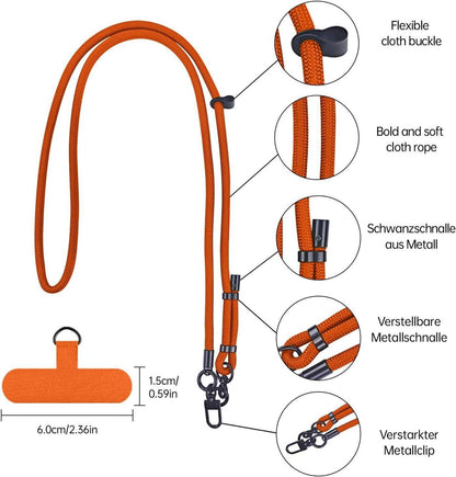 Handykette Umhängen Nylon Universal Kette für Handy Outdoor Orange