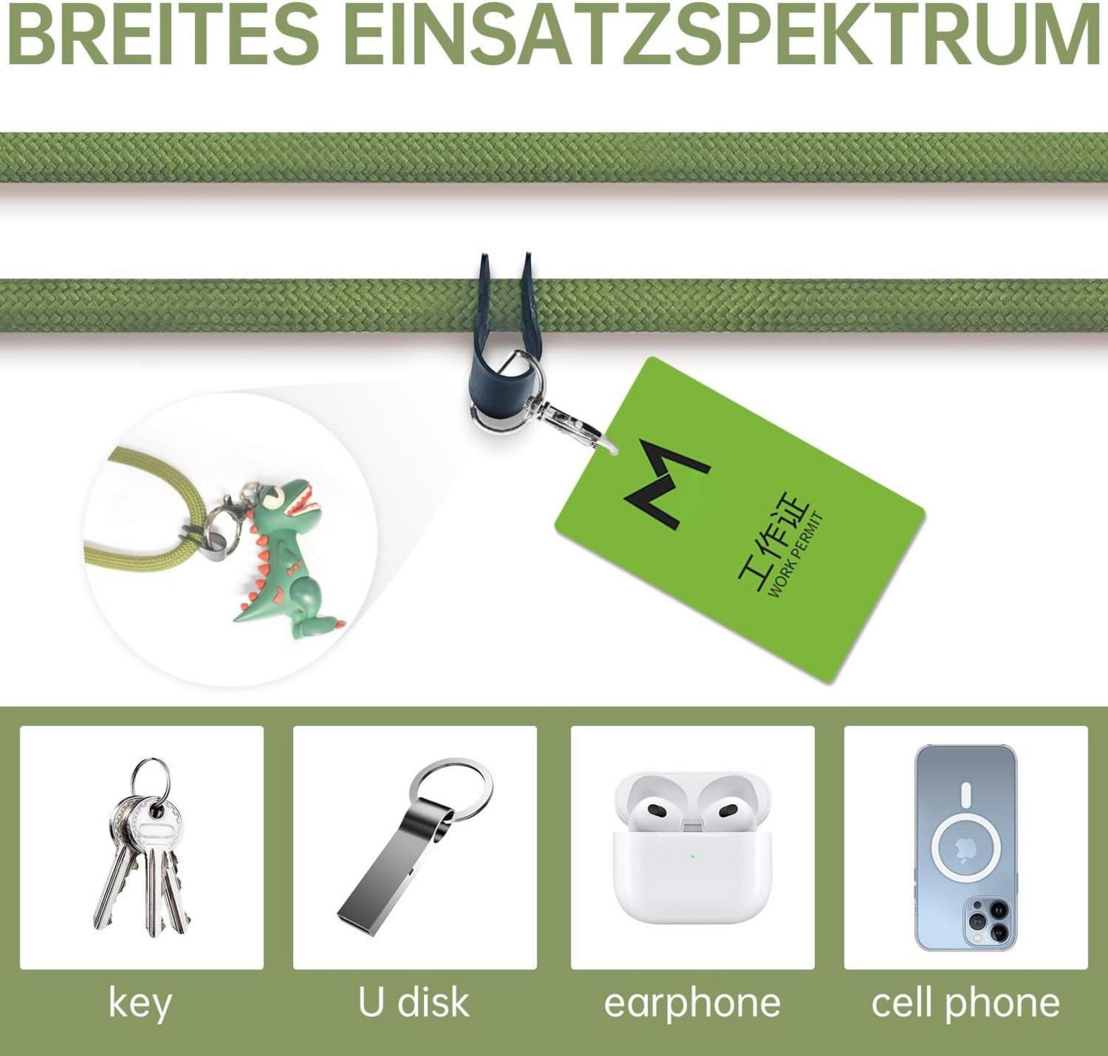 Handykette Universal zum Umhängen dunkelgrün für Handy
