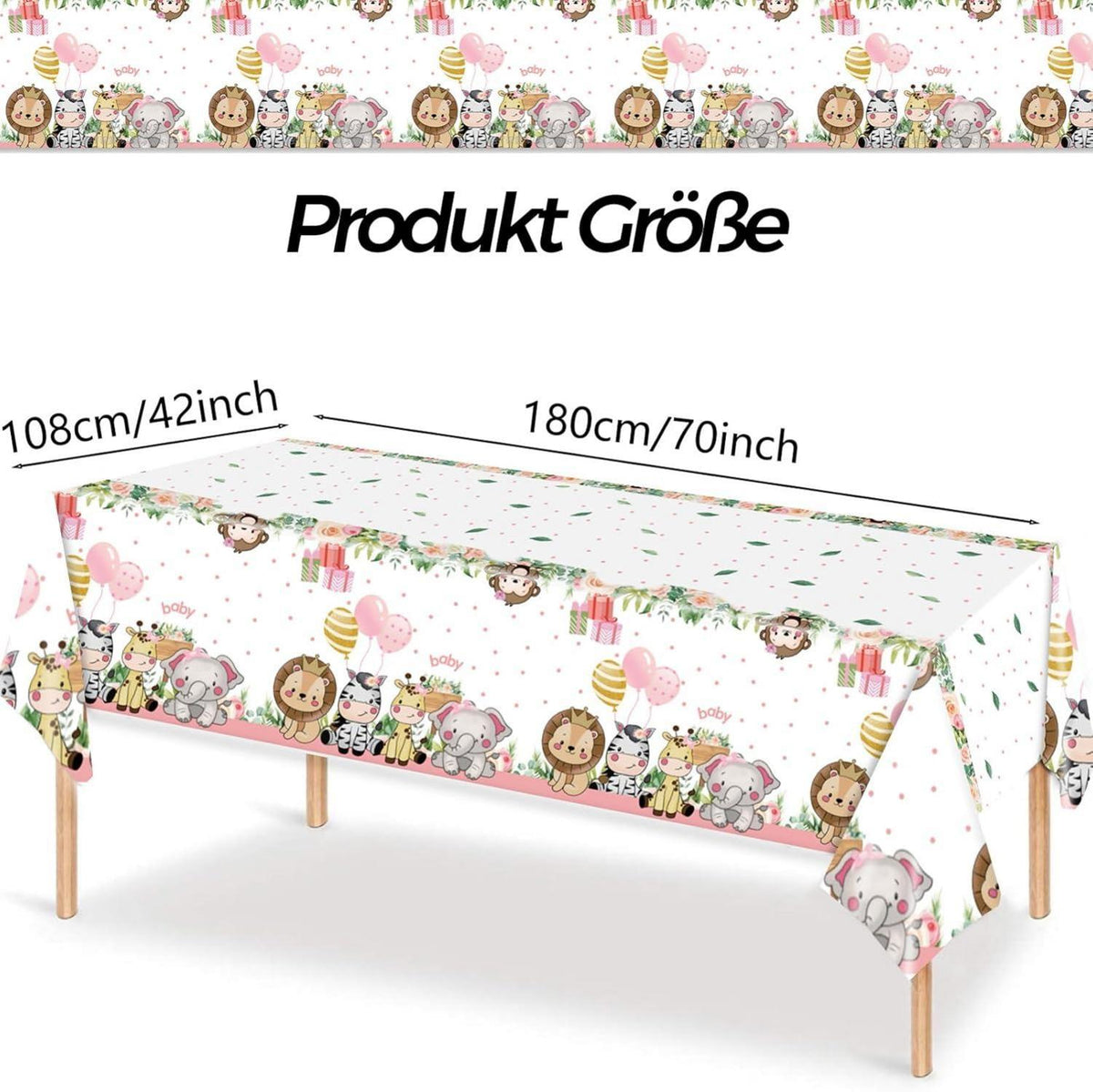 Safari Dschungel Tischdecke Geburtstag 2 Stück 108x180cm