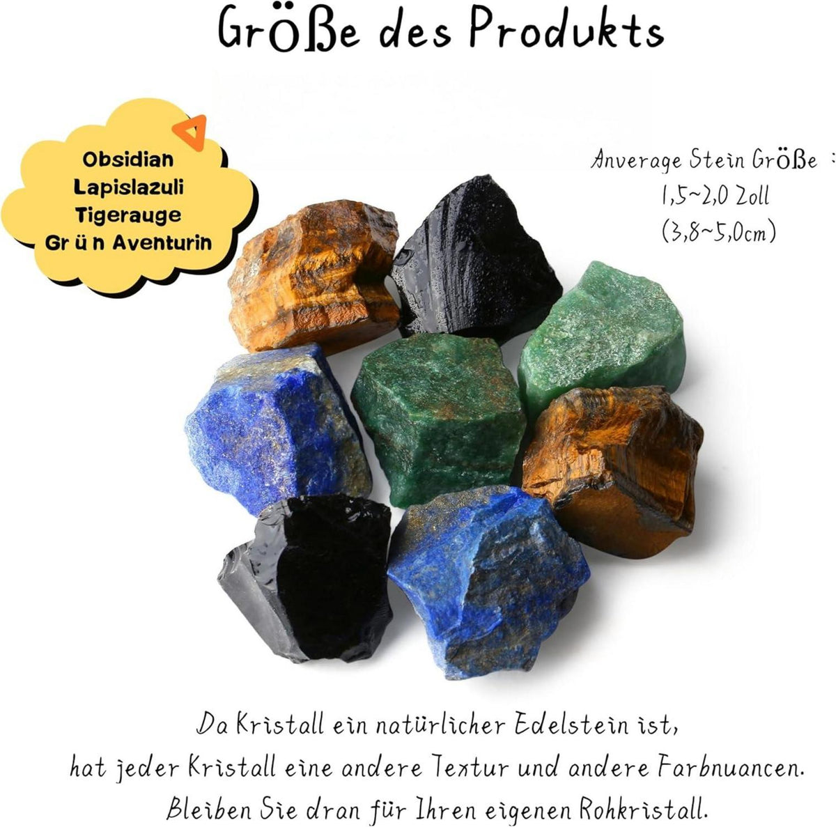 Grüner Aventurin Tigerauge Wassersteine Set Heilsteine 4 Stück