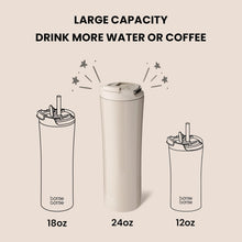 Isolierter Kaffeebecher 680ml mit Deckel, Strohhalm, Griff