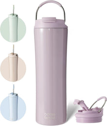 Isolierter Kaffeebecher 680 ml mit Deckel und Strohhalm