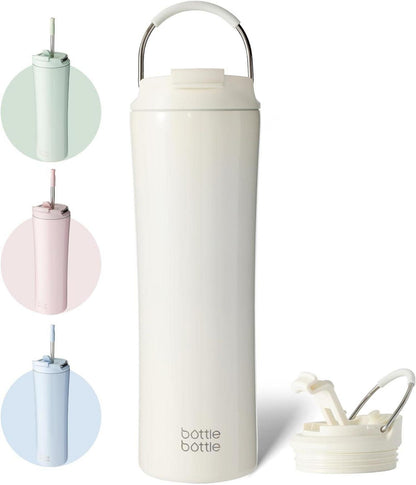 Isolierter Kaffeebecher 680ml mit Strohhalm und Griff