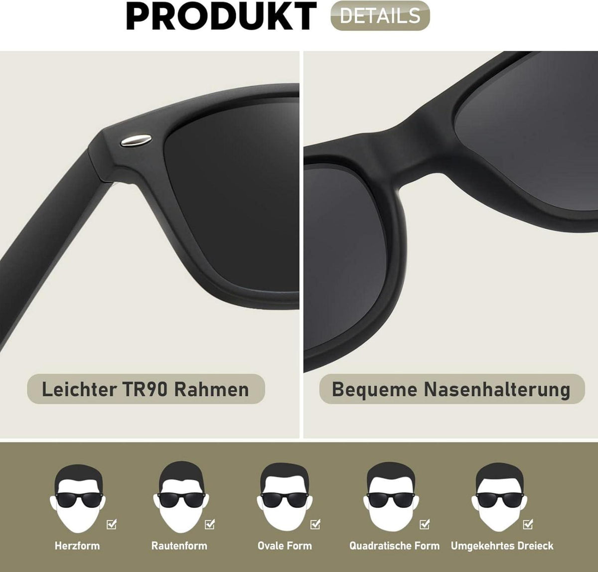 Polarisierte Retro-Sonnenbrille UV400 Schutz für Damen und Herren