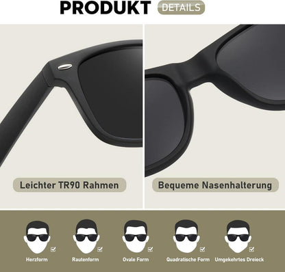 Polarisierte Retro-Sonnenbrille UV400 Schutz für Damen und Herren