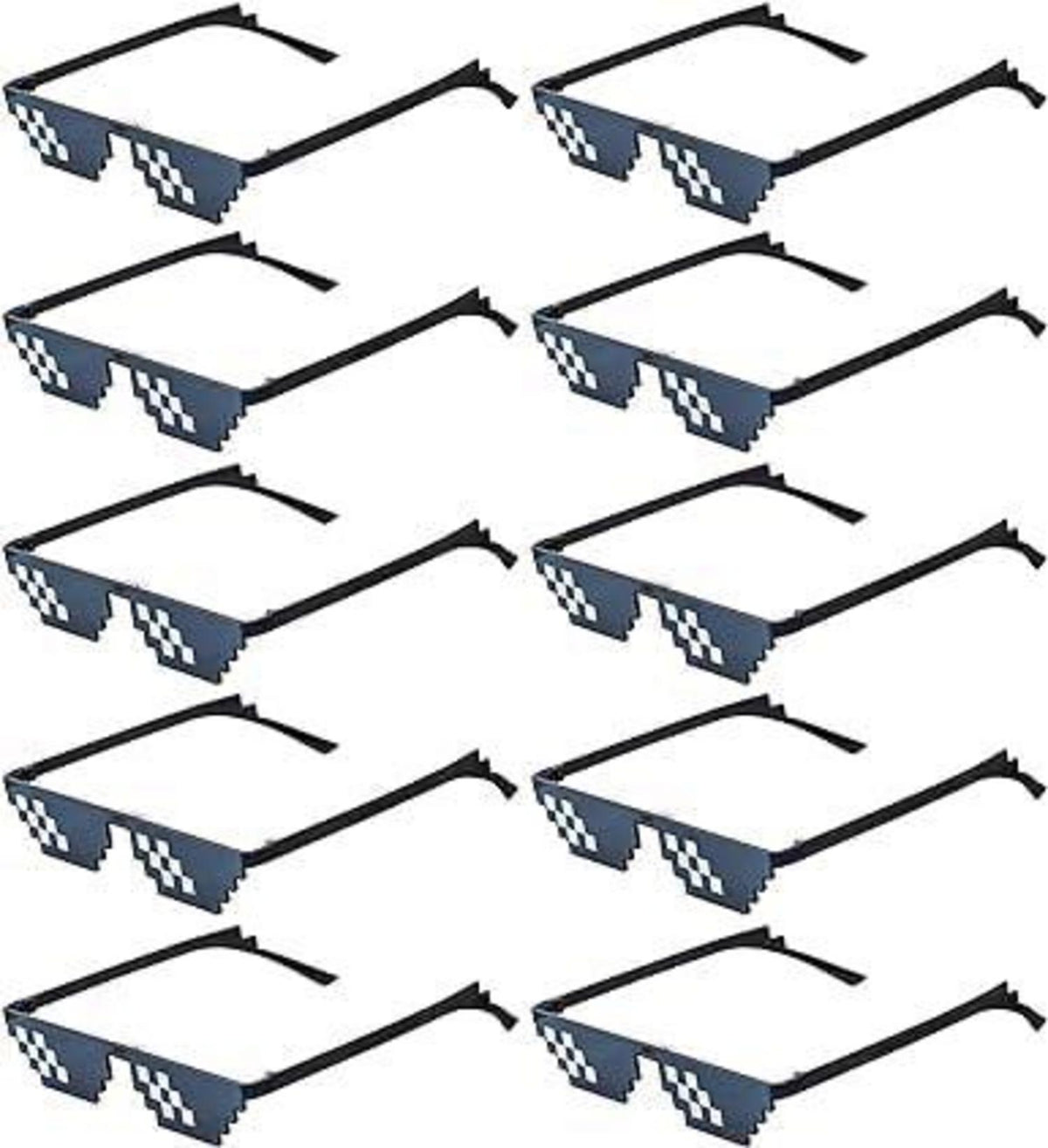 Schwarze Thug Life Pixel Sonnenbrillen 10er Set