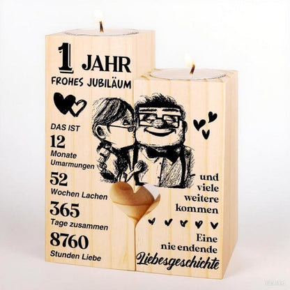 Holz Kerzenständer 1. Hochzeitstag Geschenk für Paare
