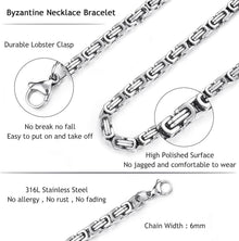 Ketten Herren Set Edelstahl Königskette Armband 6/8mm