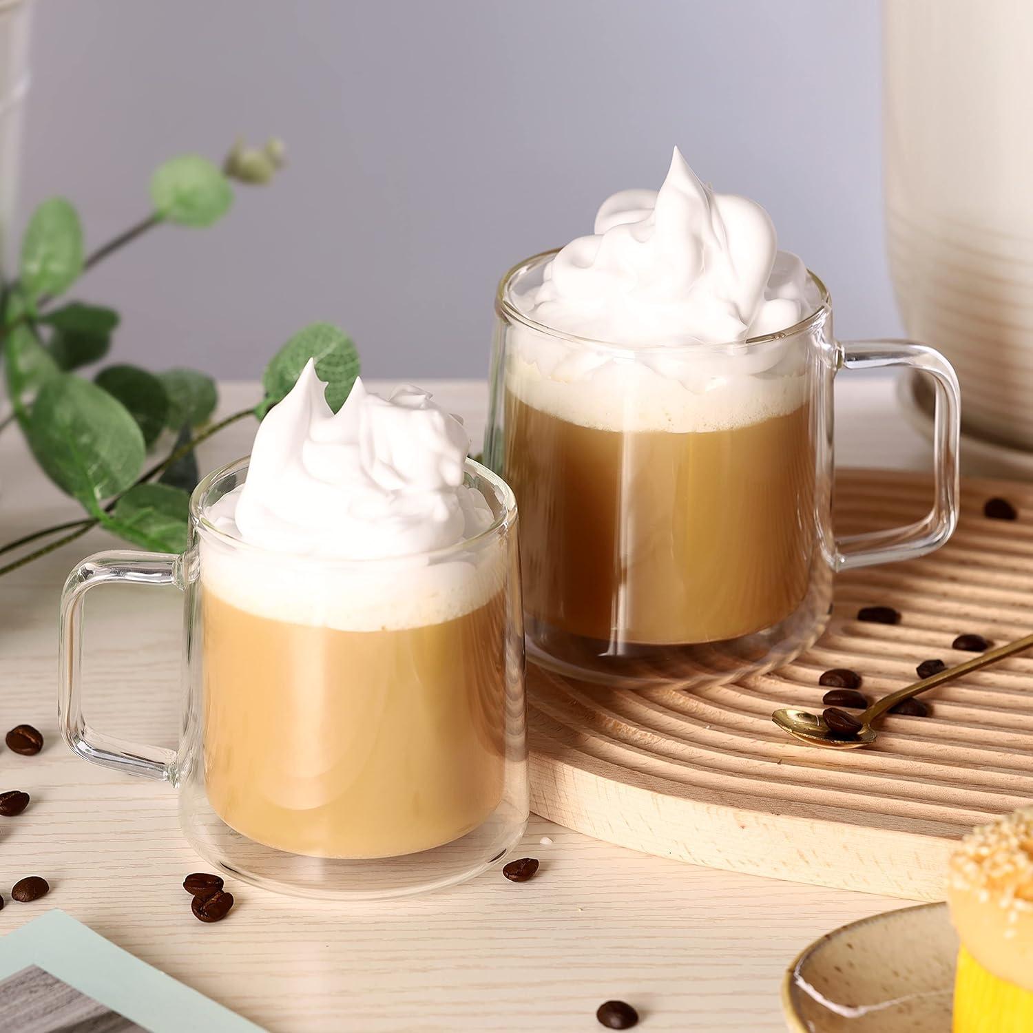Gläser 2er Set Doppelwandige Borosilikat Kaffeetassen 355ml