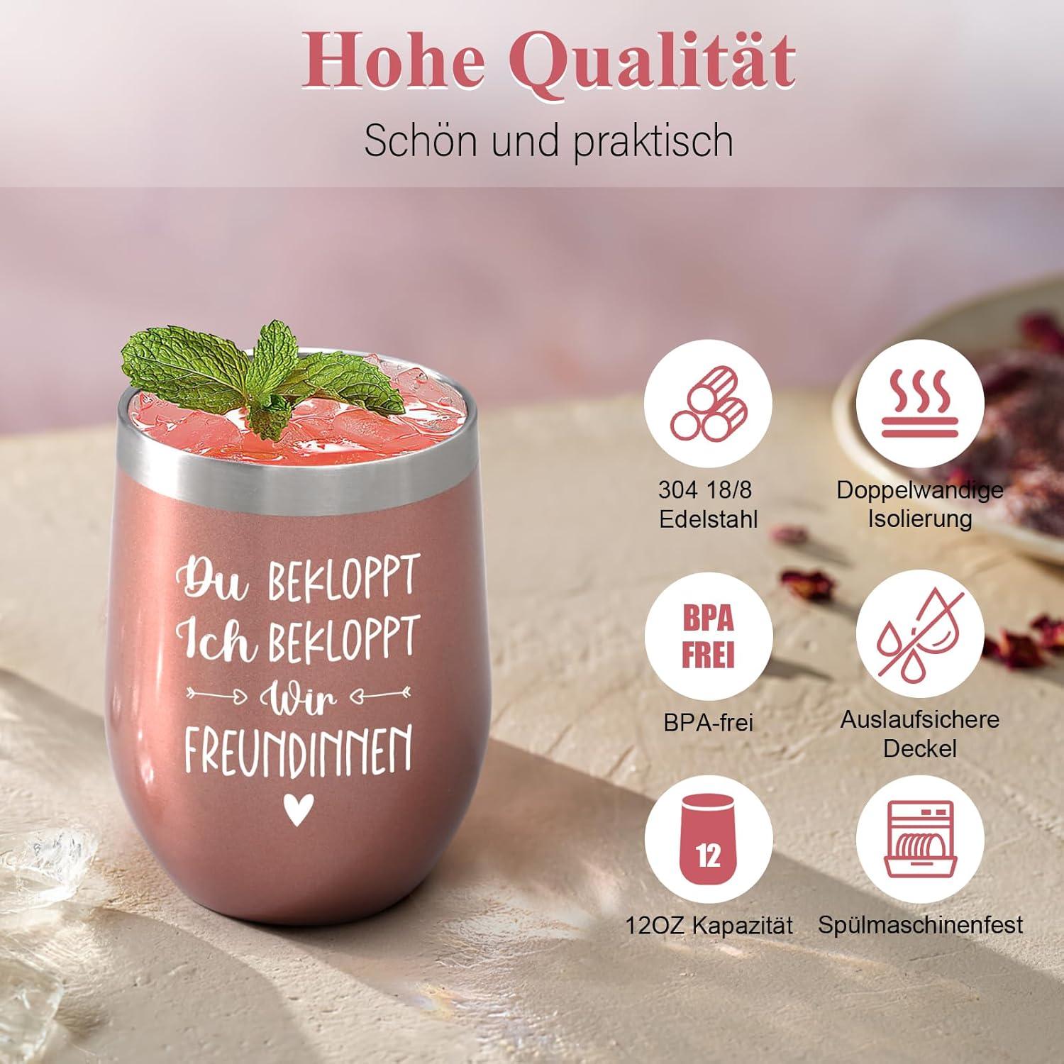 Lustige Geschenke 12oz Edelstahl Kaffeebecher to go Roségold