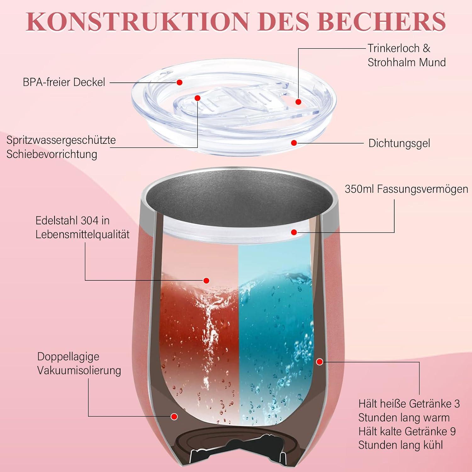Lustige Edelstahl Kaffeebecher to go Roségold 12oz 350ml - Freundin
