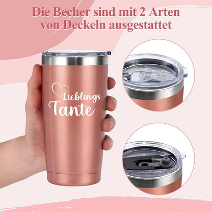 Edelstahl Kaffeebecher to go Tante Geschenk Weihnachten 600mlThermobecher