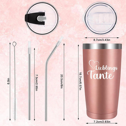 Edelstahl Kaffeebecher to go Tante Geschenk Weihnachten 600mlThermobecher