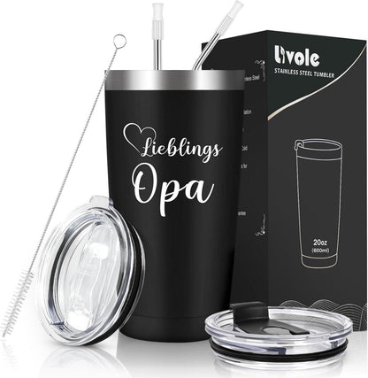 600ml Thermobecher aus Edelstahl Lieblings Opa - Geschenk Oma