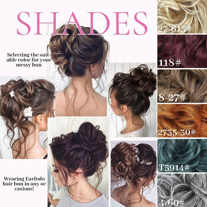 5er Pack Messy Bun Haarteile mit Gummiband, gewellt