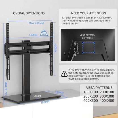 Suptek TV Stand Schwenkbar 26-55 inch LED OLED Flat Curved Screens 50 KG VESA