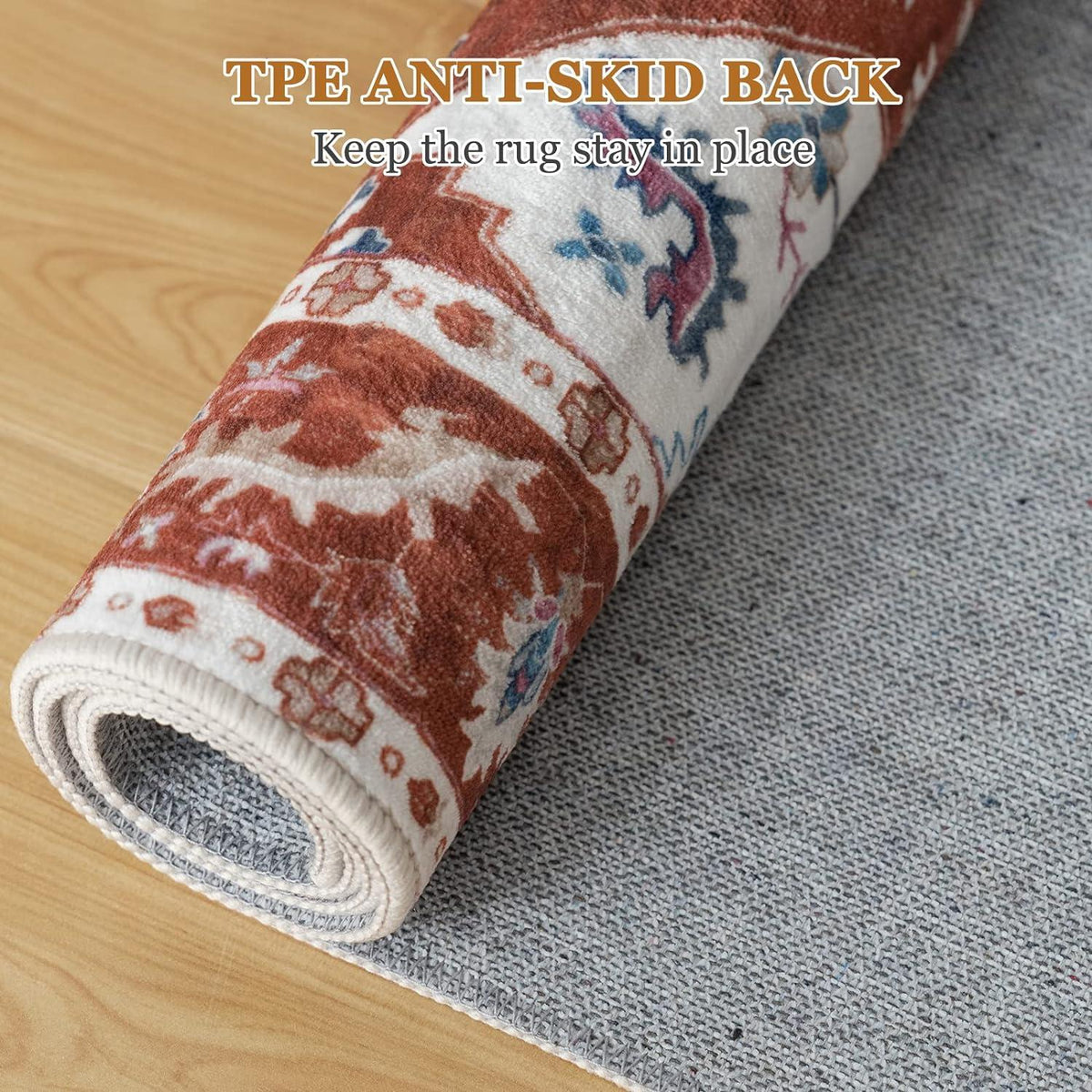 Vintage Teppich 120x170cm Orange Flauschiger Kurzflor Teppich