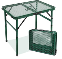 Klappbarer Campingtisch mit Metallgitterplatte, 2 Höhen, Grün