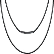 Schwarze geflochtene Wachsschnurkette 61cm 2mm Edelstahl
