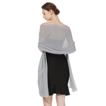 Chiffon Stola Damen Festlich Silbergrau - Elegante Schultertuch